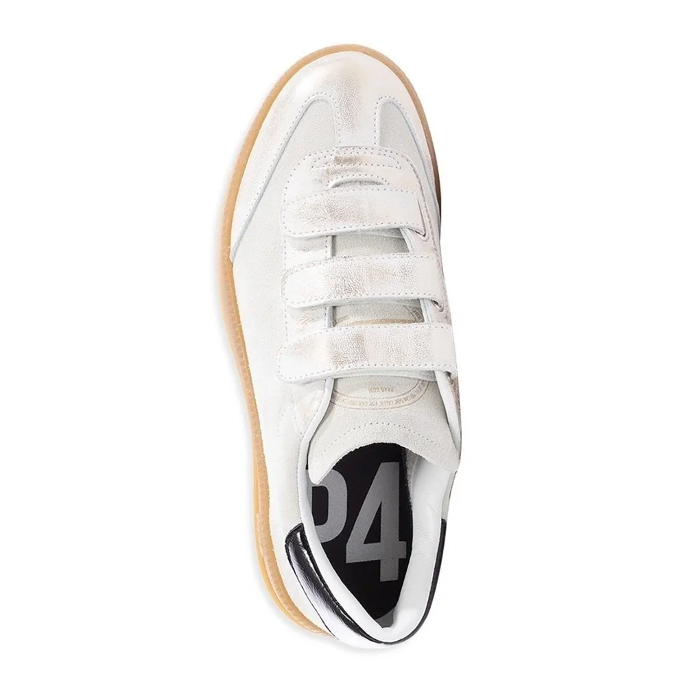 P448 Womens Monza‎ Low Top Sneakers Cream Thai Leather Made in Italy Size 42